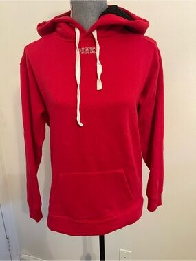 PINK Red Hooded Sweatshirt with Drawstring. Size XS